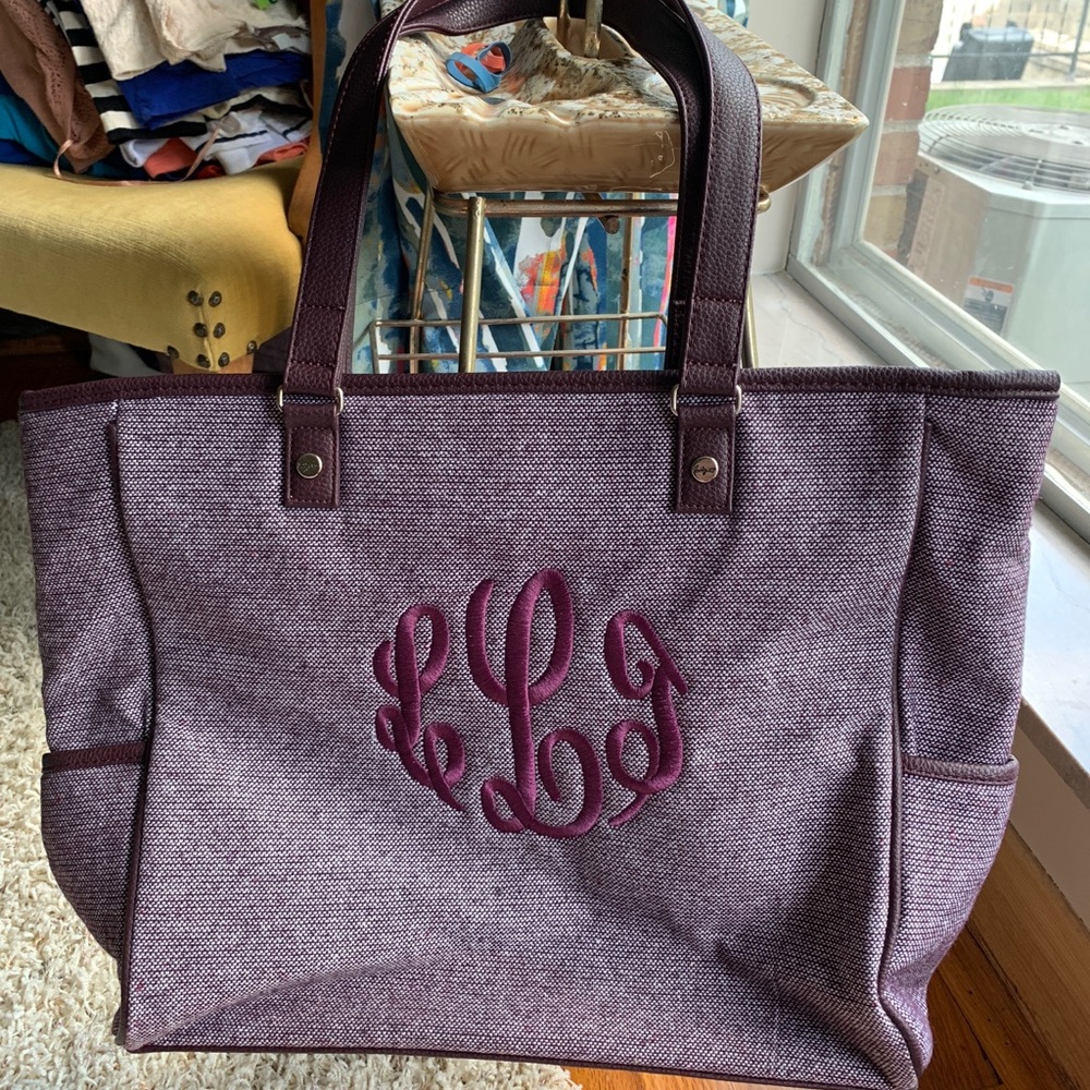 Thirty One Cindy Tote Plum Tweed